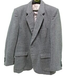 Joe Namath Signature Blazer Men 46R Gray‎ Plaid Wool Blend Sport Coat Office